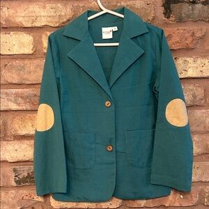 Yo Baby Kids Teal Blazer with Beige Elbow Patches - Size 6